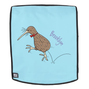 Happy Jumping Kiwi mit Bug-Krawatte Cartoon Design Rucksack