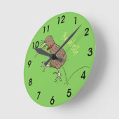 Happy Jumping Kiwi mit Bug-Krawatte Cartoon Design Runde Wanduhr (Winkel)