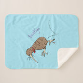 Happy Jumping Kiwi mit Bug-Krawatte Cartoon Design Sherpadecke (Vorderseite (Horizontal))