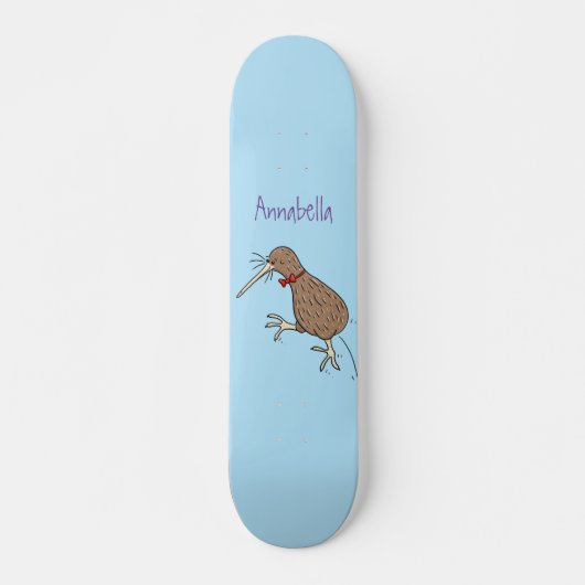 Happy Jumping Kiwi mit Bug-Krawatte Cartoon Design Skateboard (Vorne)