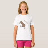 Happy Jumping Kiwi mit Bug-Krawatte Cartoon Design T-Shirt (Vorne ganz)