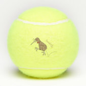 Happy Jumping Kiwi mit Bug-Krawatte Cartoon Design Tennisbälle (Rückseite)