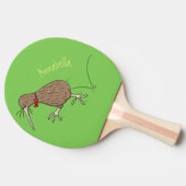 Happy Jumping Kiwi mit Bug-Krawatte Cartoon Design Tischtennis Schläger (Seitenansicht)