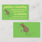 Happy Jumping Kiwi mit Bug-Krawatte Cartoon Design Visitenkarte (Vorne/Hinten)