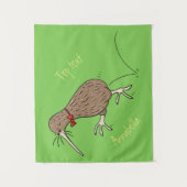 Happy Jumping Kiwi mit Bug-Krawatte Cartoon Design Wandteppich (Vorderseite)