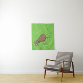 Happy Jumping Kiwi mit Bug-Krawatte Cartoon Design Wandteppich (Beispiel)