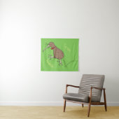 Happy Jumping Kiwi mit Bug-Krawatte Cartoon Design Wandteppich (Beispiel (Horizontal))