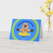 Happy jumping quokka cartoon birthday karte (Gelbe Blume)