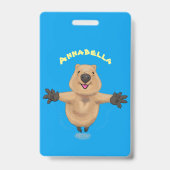 Happy Jumping Quokka Cartoon Design Ausweis (Back)