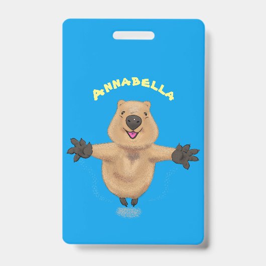 Happy Jumping Quokka Cartoon Design Ausweis (Front)