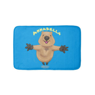 Happy Jumping Quokka Cartoon Design Badematte