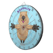 Happy Jumping Quokka Cartoon Design Dartscheibe (Vorderseite rechts)