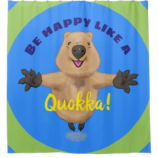 Happy Jumping Quokka Cartoon Design Duschvorhang (Vorderseite)