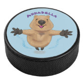 Happy Jumping Quokka Cartoon Design Eishockey Puck (3/4)
