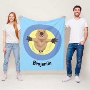 Happy Jumping Quokka Cartoon Design Fleecedecke