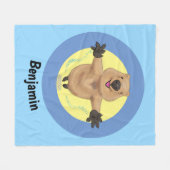 Happy Jumping Quokka Cartoon Design Fleecedecke (Vorderseite (Horizontal))