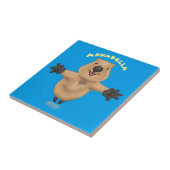 Happy Jumping Quokka Cartoon Design Fliese (Seite)