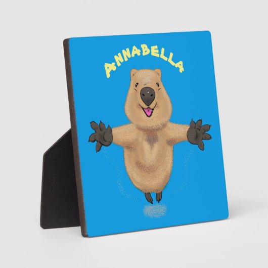 Happy Jumping Quokka Cartoon Design Fotoplatte (Vorderseite)