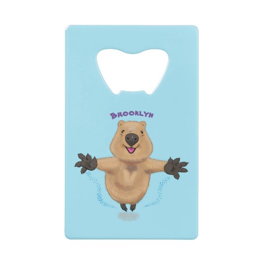 Happy Jumping Quokka Cartoon Design Geldbeutel Flaschenöffner (Vorderseite)
