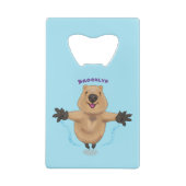 Happy Jumping Quokka Cartoon Design Geldbeutel Flaschenöffner (Rückseite)