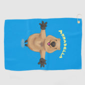 Happy Jumping Quokka Cartoon Design Golfhandtuch (Horizontal)