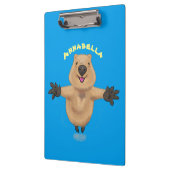Happy Jumping Quokka Cartoon Design Klemmbrett (Links)