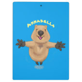 Happy Jumping Quokka Cartoon Design Klemmbrett (Rückseite)