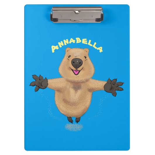 Happy Jumping Quokka Cartoon Design Klemmbrett (Vorderseite)