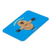 Happy Jumping Quokka Cartoon Design Magnet (Linke Seite)