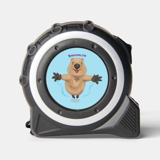 Happy Jumping Quokka Cartoon Design Maßband (Vorderseite)