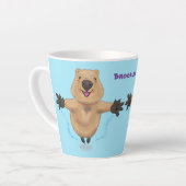 Happy Jumping Quokka Cartoon Design Milchtasse (Linke Ecke)