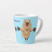 Happy Jumping Quokka Cartoon Design Milchtasse (Rechte Ecke)