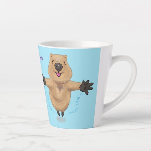 Happy Jumping Quokka Cartoon Design Milchtasse (Rechts)