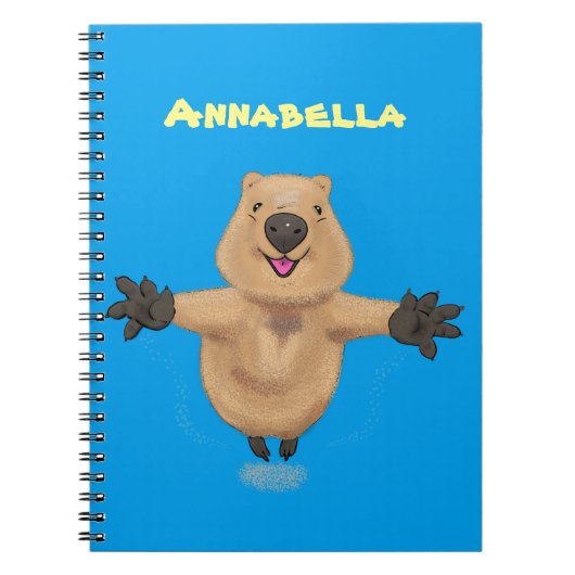 Happy Jumping Quokka Cartoon Design Notizblock (Vorderseite)