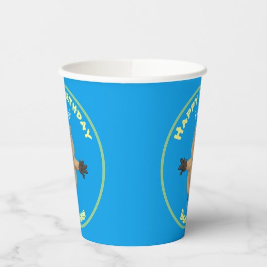 Happy Jumping Quokka Cartoon Design Pappbecher (Links)