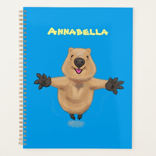 Happy Jumping Quokka Cartoon Design Planer (Vorderseite)