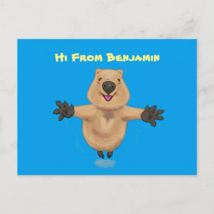 Happy Jumping Quokka Cartoon Design Postkarte