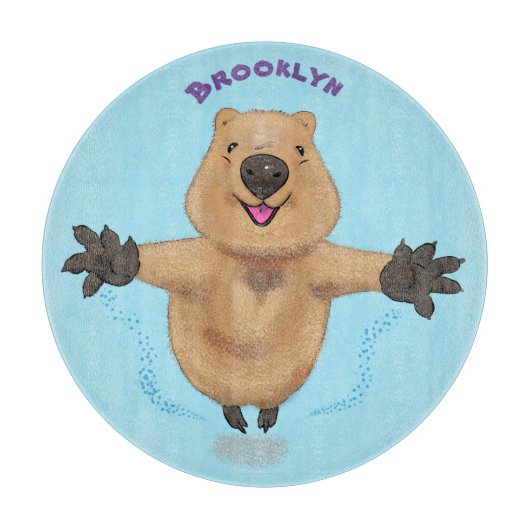 Happy Jumping Quokka Cartoon Design Schneidebrett (Vorderseite)