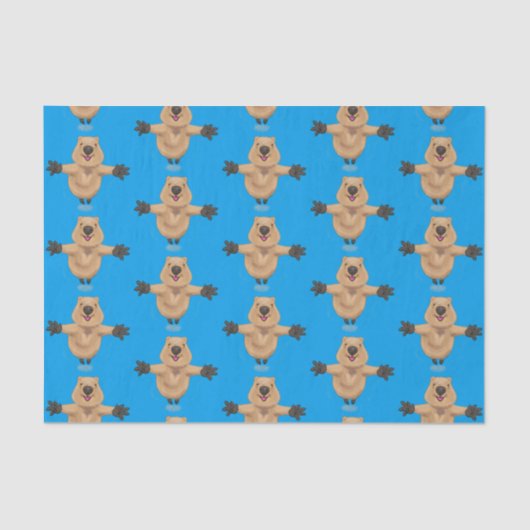 Happy Jumping Quokka Cartoon Design Seidenpapier (Vorderseite)
