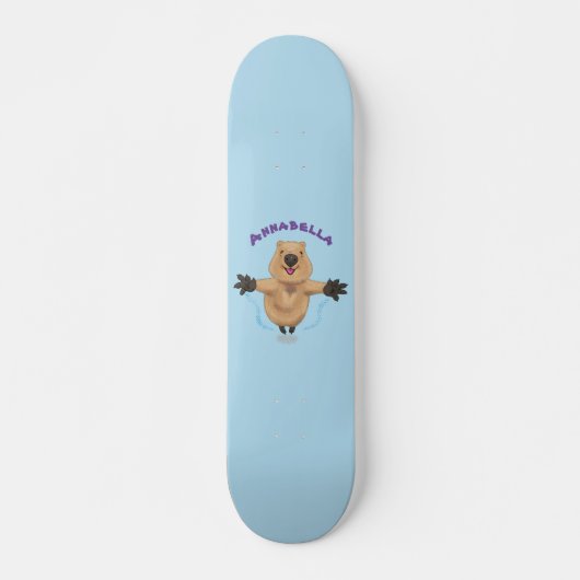 Happy Jumping Quokka Cartoon Design Skateboard (Vorne)