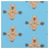 Happy Jumping Quokka Cartoon Design Stoff (Nahaufnahme)