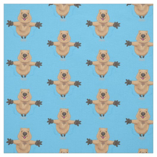 Happy Jumping Quokka Cartoon Design Stoff (Muster)