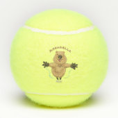 Happy Jumping Quokka Cartoon Design Tennisbälle (Rückseite)