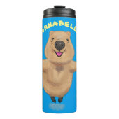 Happy Jumping Quokka Cartoon Design Thermosbecher (Vorderseite)
