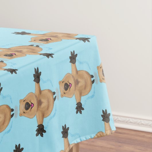 Happy Jumping Quokka Cartoon Design Tischdecke (Beispiel)