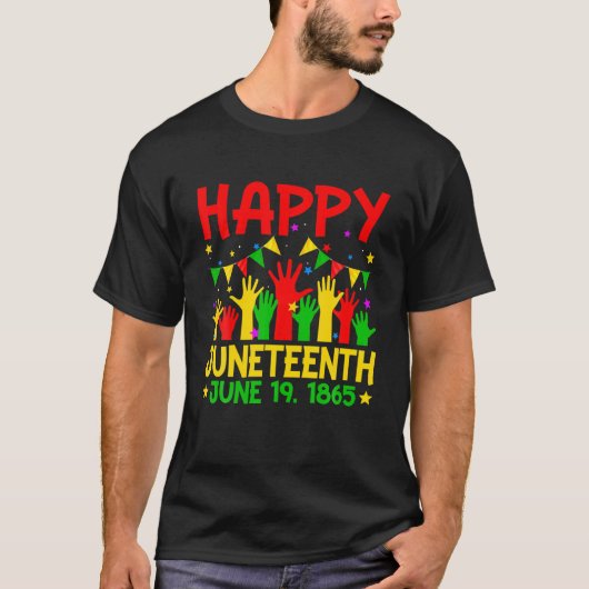 Happy Junenth 1865 Freedom Day BLM African Black H T-Shirt (Vorderseite)
