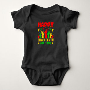 Happy Juneteenth Black Red Green Yellow Hands Baby Strampler