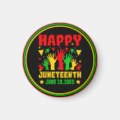 Happy Juneteenth Black Red Green Yellow Hands Magnet (Vorne)