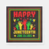 Happy Juneteenth Black Red Green Yellow Hands Pap Serviette (Vorderseite)