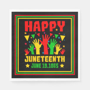 Happy Juneteenth Black Red Green Yellow Hands Pap Serviette